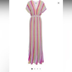 Metallic striped crochet-knit maxi dress